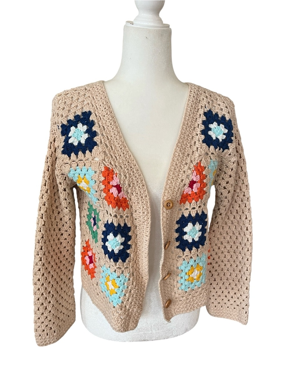 AQUA Crochet Cardigan Multi-Color Accents Size XS - Picture 6 of 6